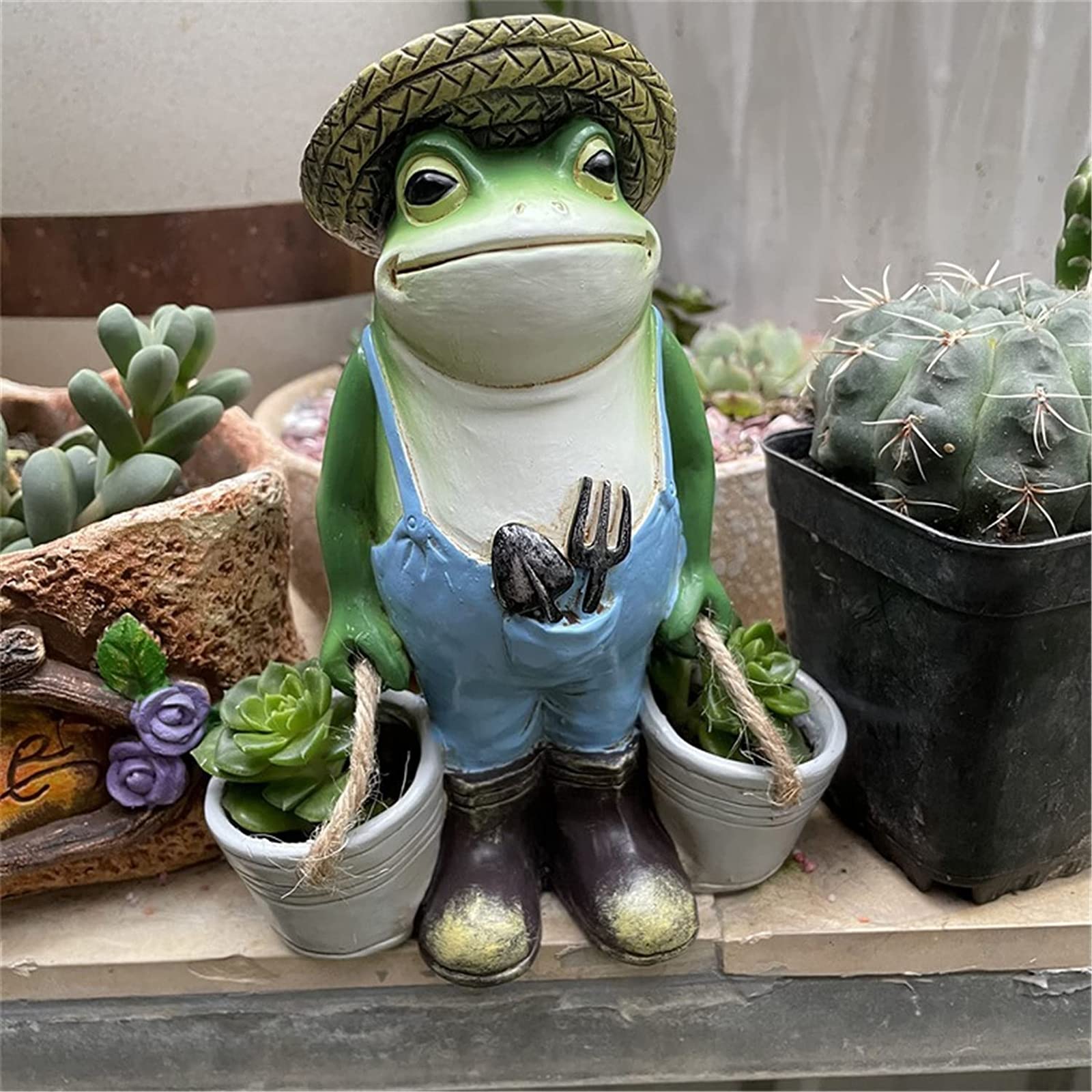 Amazon.co.jp: ガーデンオーナメント、マイクロ鉢植えのカエルの動物像
